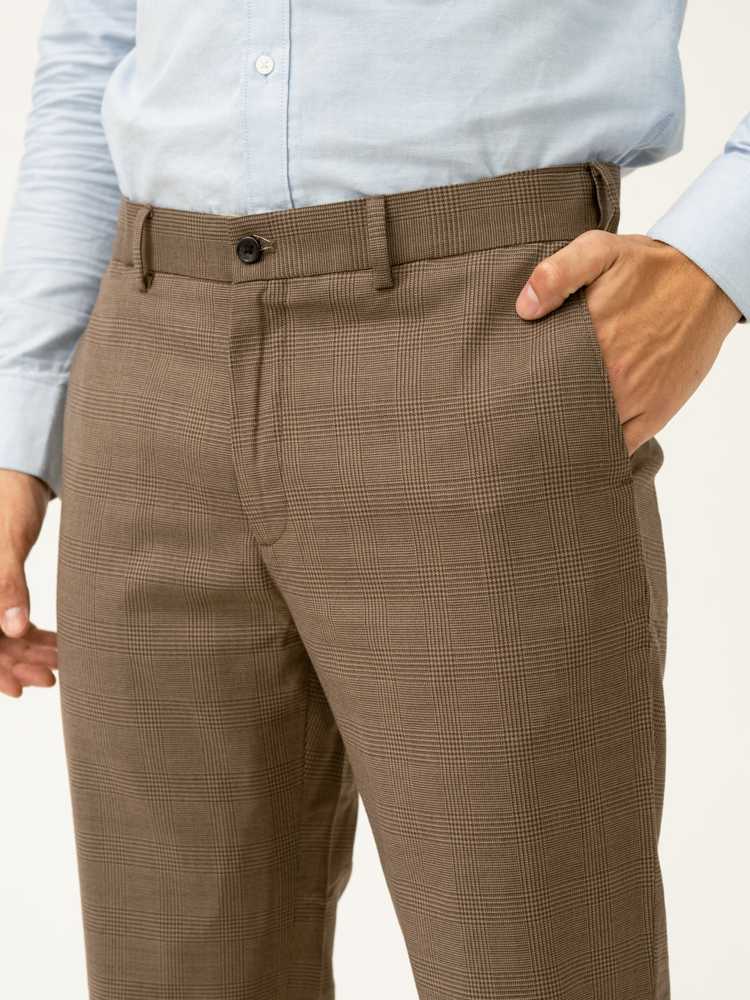 Autumn Brown Checks Merino Wool Pants
