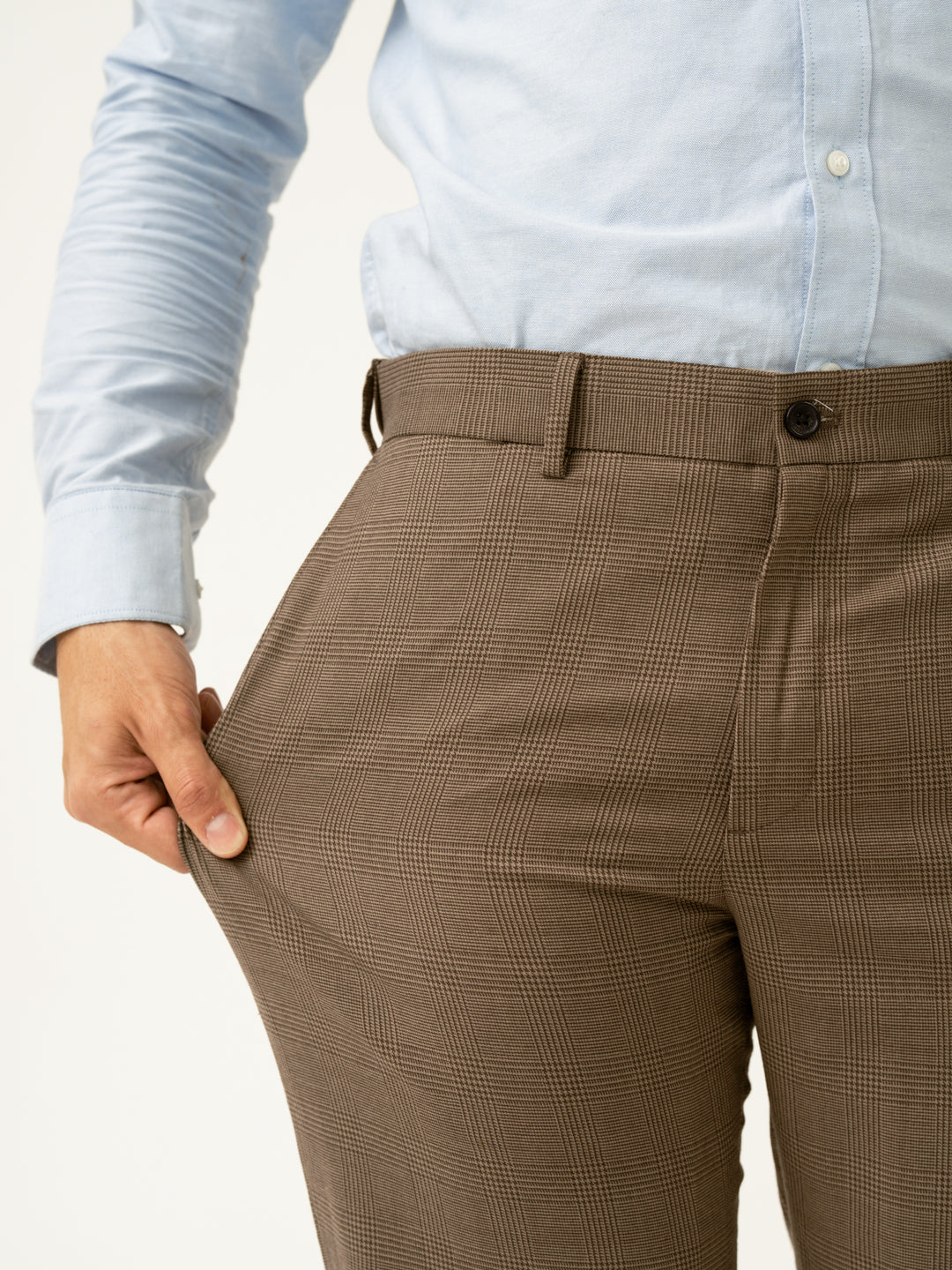 Autumn Brown Checks Merino Wool Pants