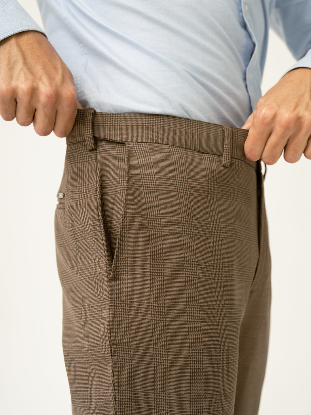 Autumn Brown Checks Merino Wool Pants