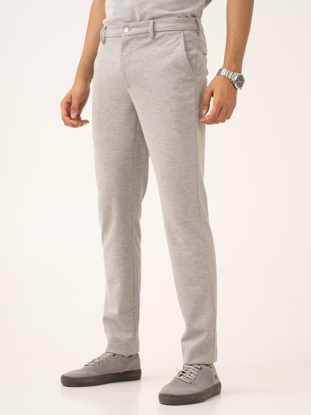 Neural Grey Twill Power-Stretch Pants