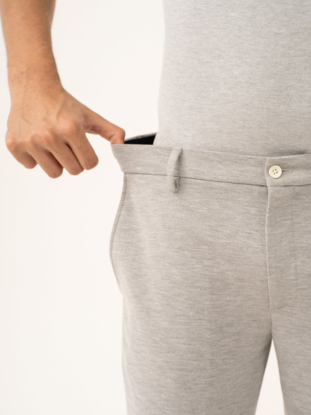 Neural Grey Twill Power-Stretch Pants