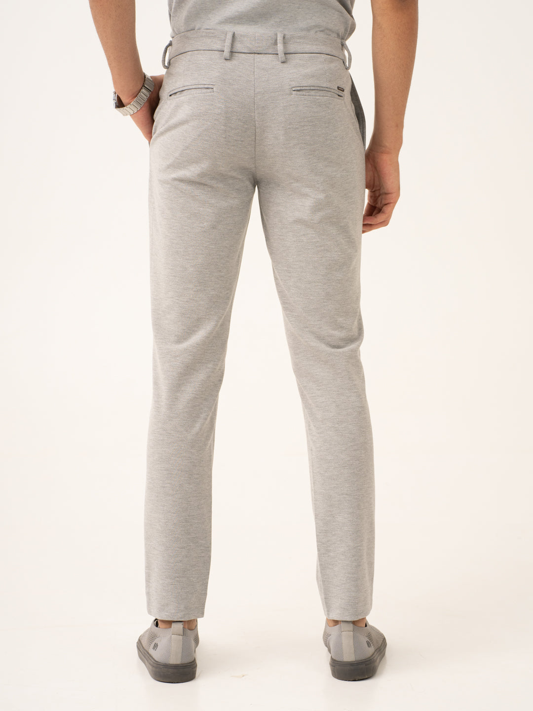 Neural Grey Twill Power-Stretch Pants