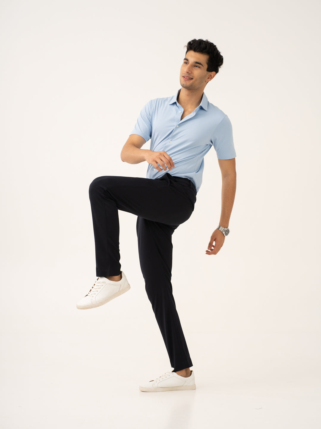 Terminal Navy Waffle Textured Power-Stretch Pants