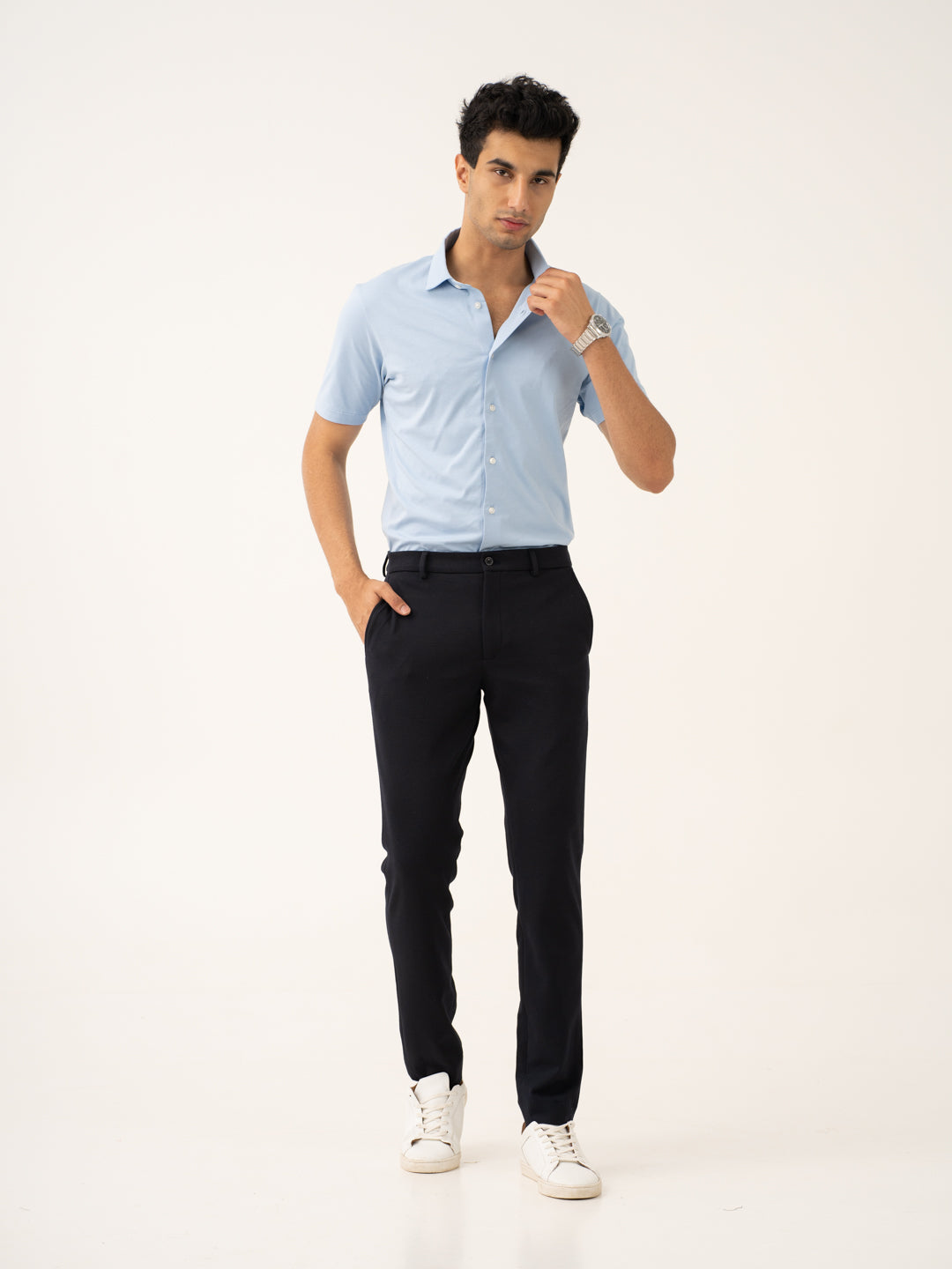 Terminal Navy Waffle Textured Power-Stretch Pants