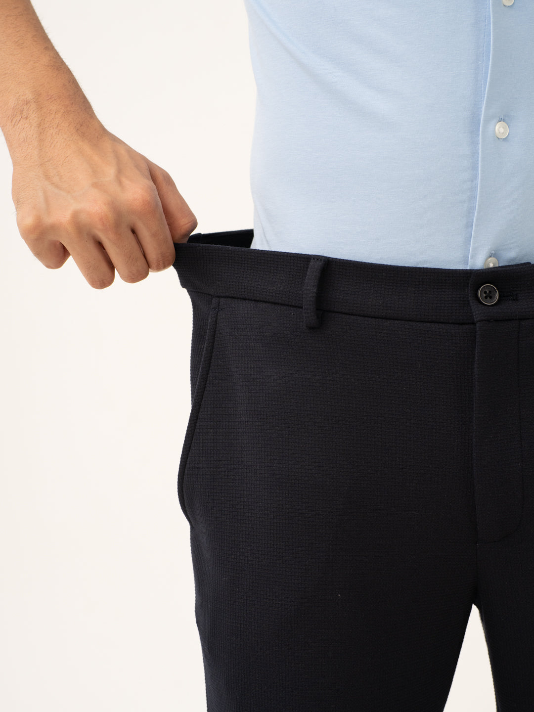 Terminal Navy Waffle Textured Power-Stretch Pants