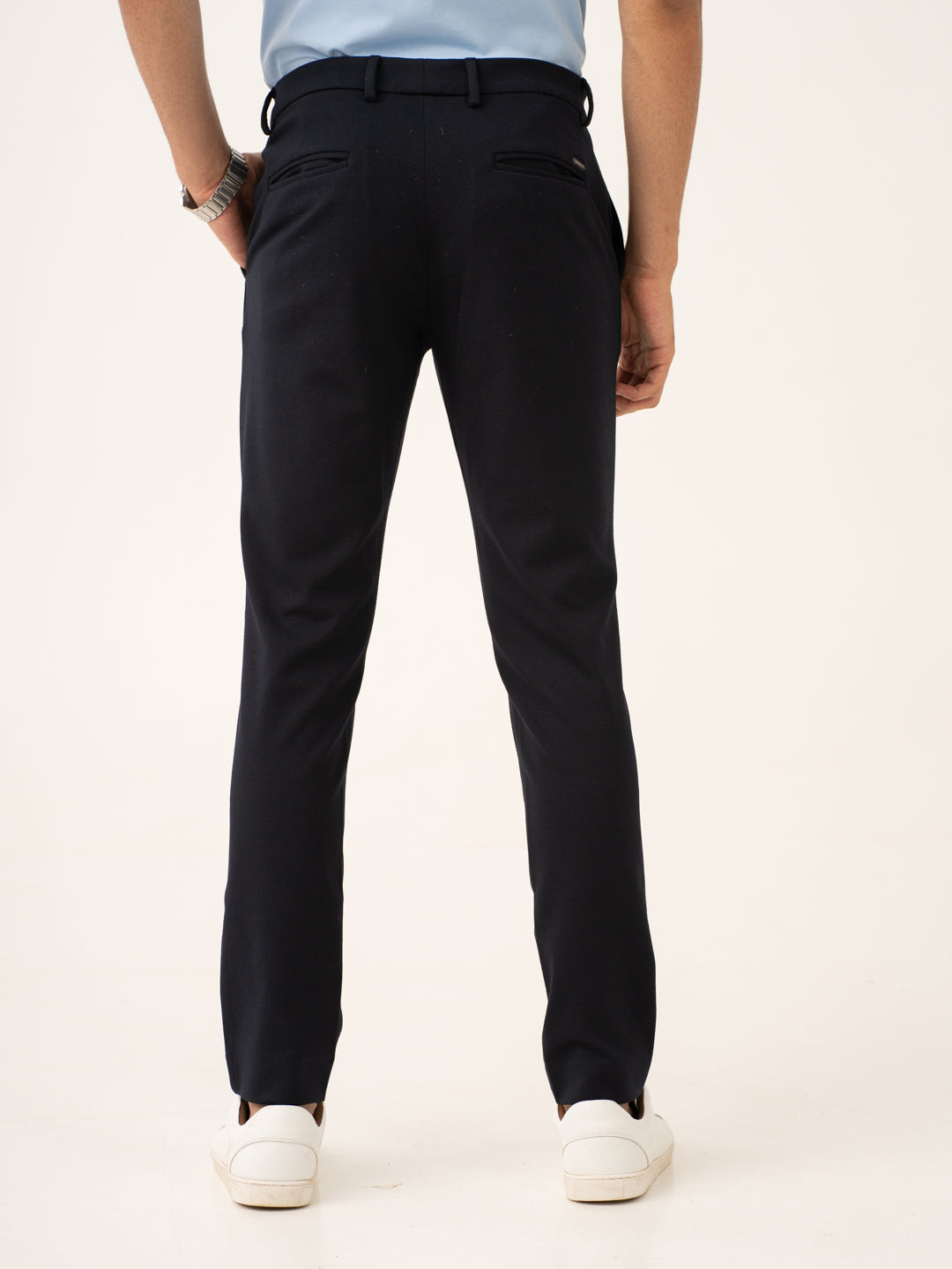 Terminal Navy Waffle Textured Power-Stretch Pants