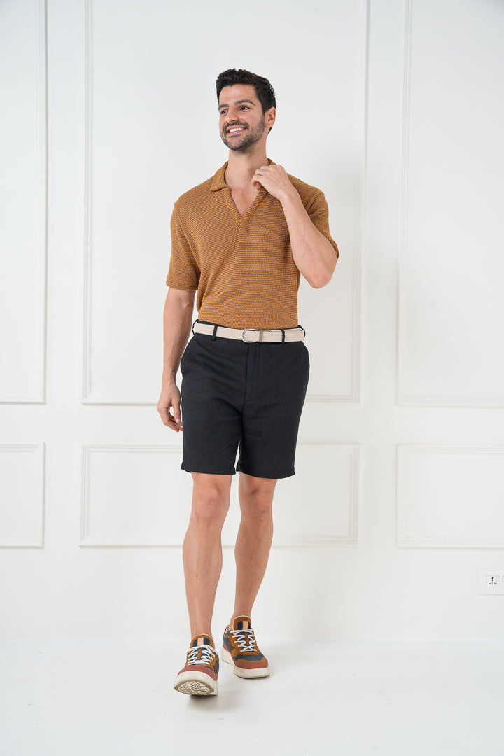 black linen chino shorts