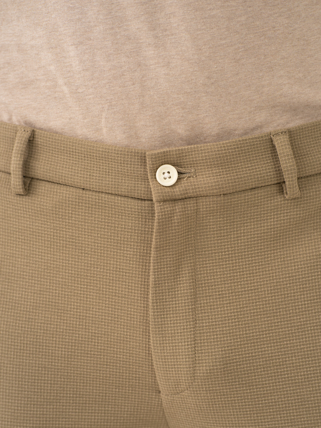 Fiber Khaki Waffle Textured Power-Stretch Pants