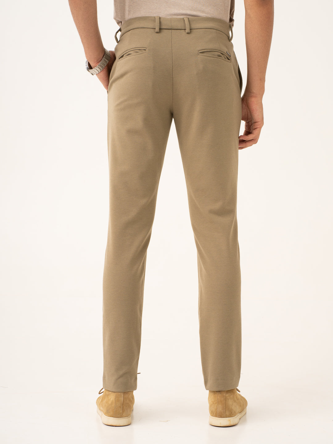 Fiber Khaki Waffle Textured Power-Stretch Pants