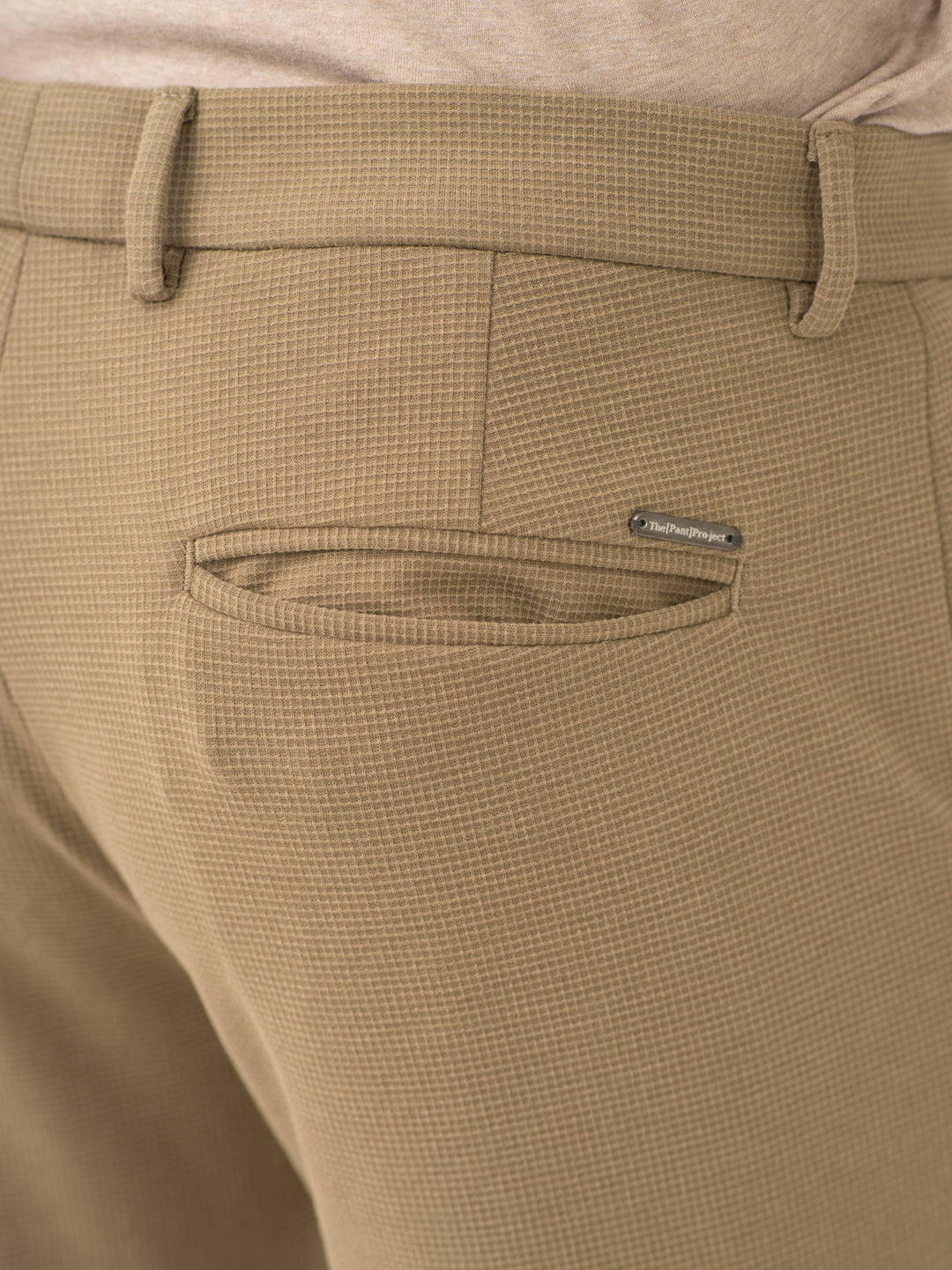 Fiber Khaki Waffle Textured Power-Stretch Pants