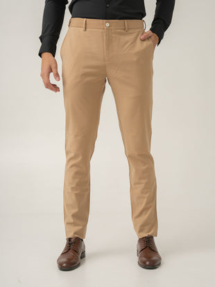 Front view of baku beige luxury merino wool pant at Pant Project