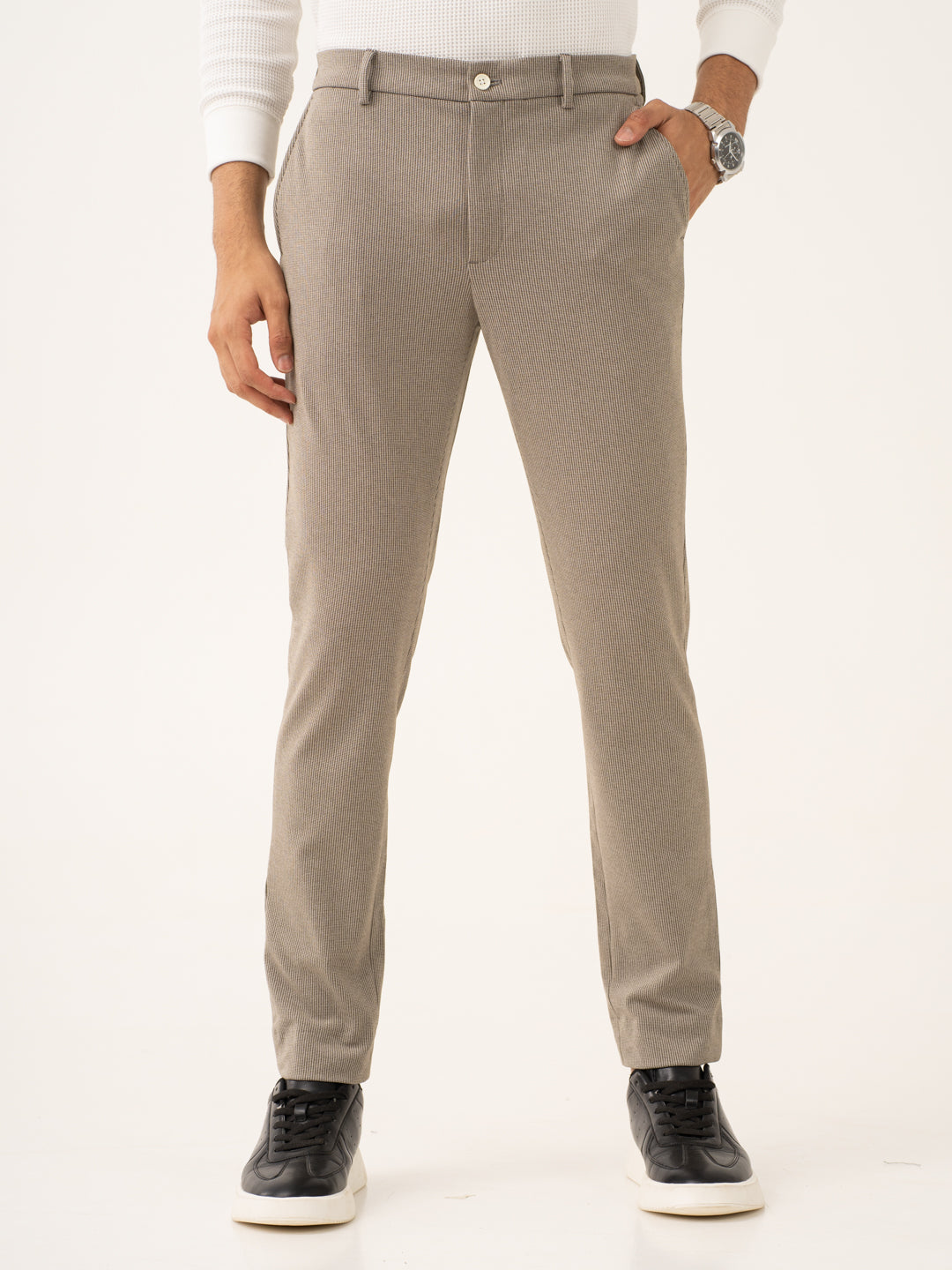 Jupiter Brown Houndstooth Power-Stretch Pants