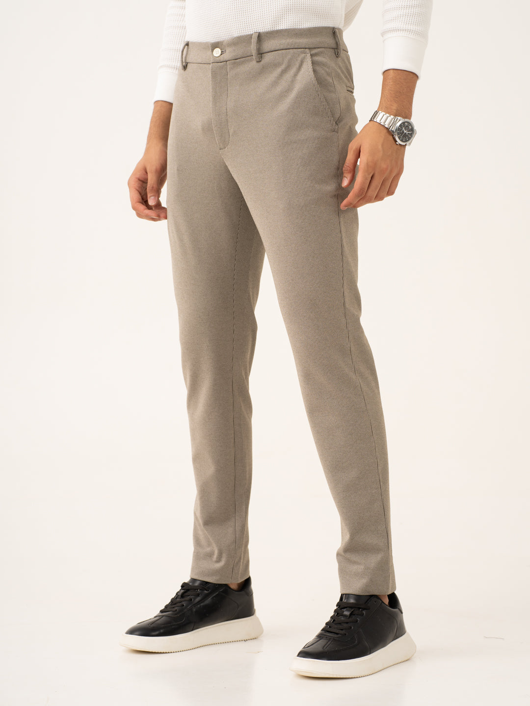 Jupiter Brown Houndstooth Power-Stretch Pants