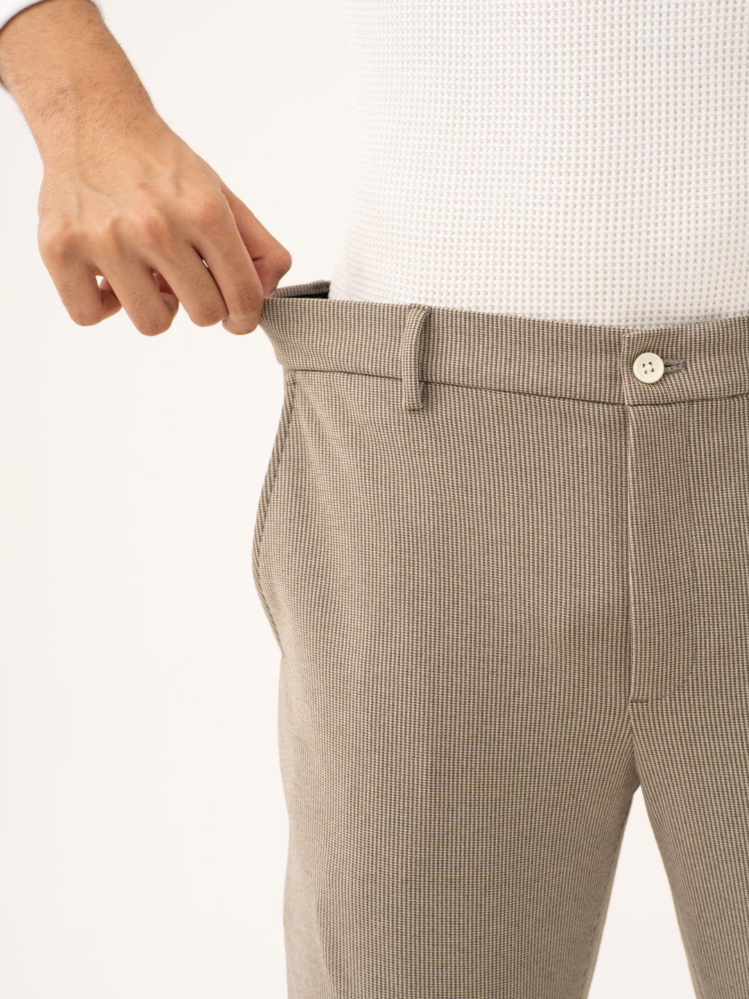 Jupiter Brown Houndstooth Power-Stretch Pants
