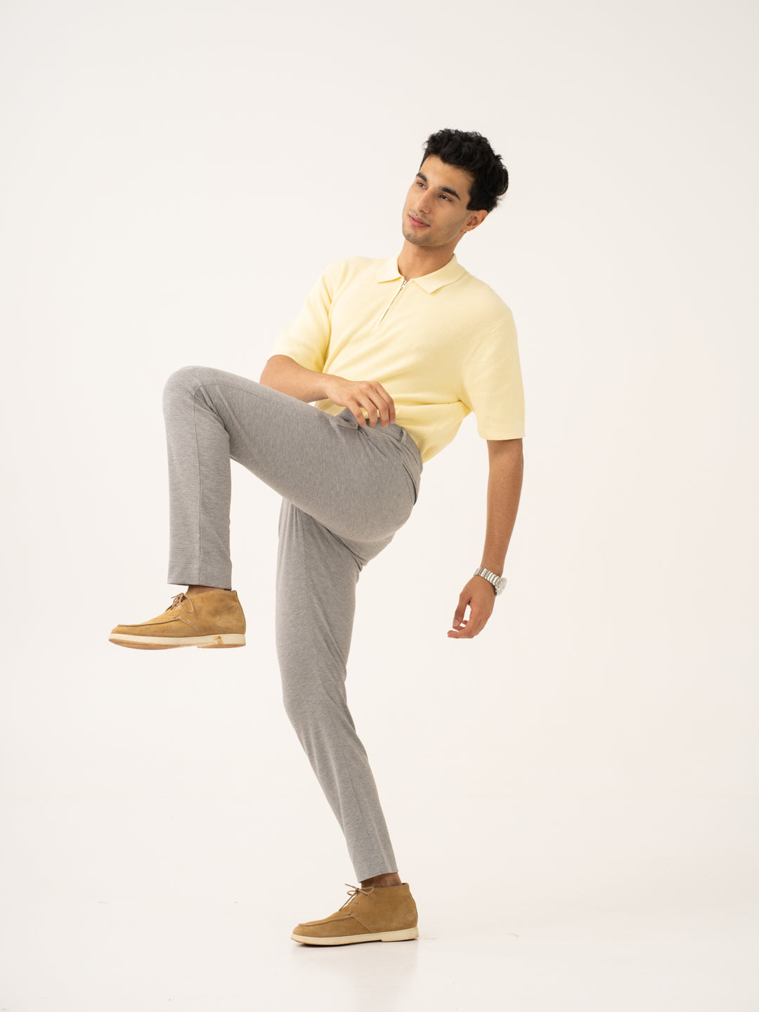 Quantum Grey Waffle Textured Power-Stretch Pants