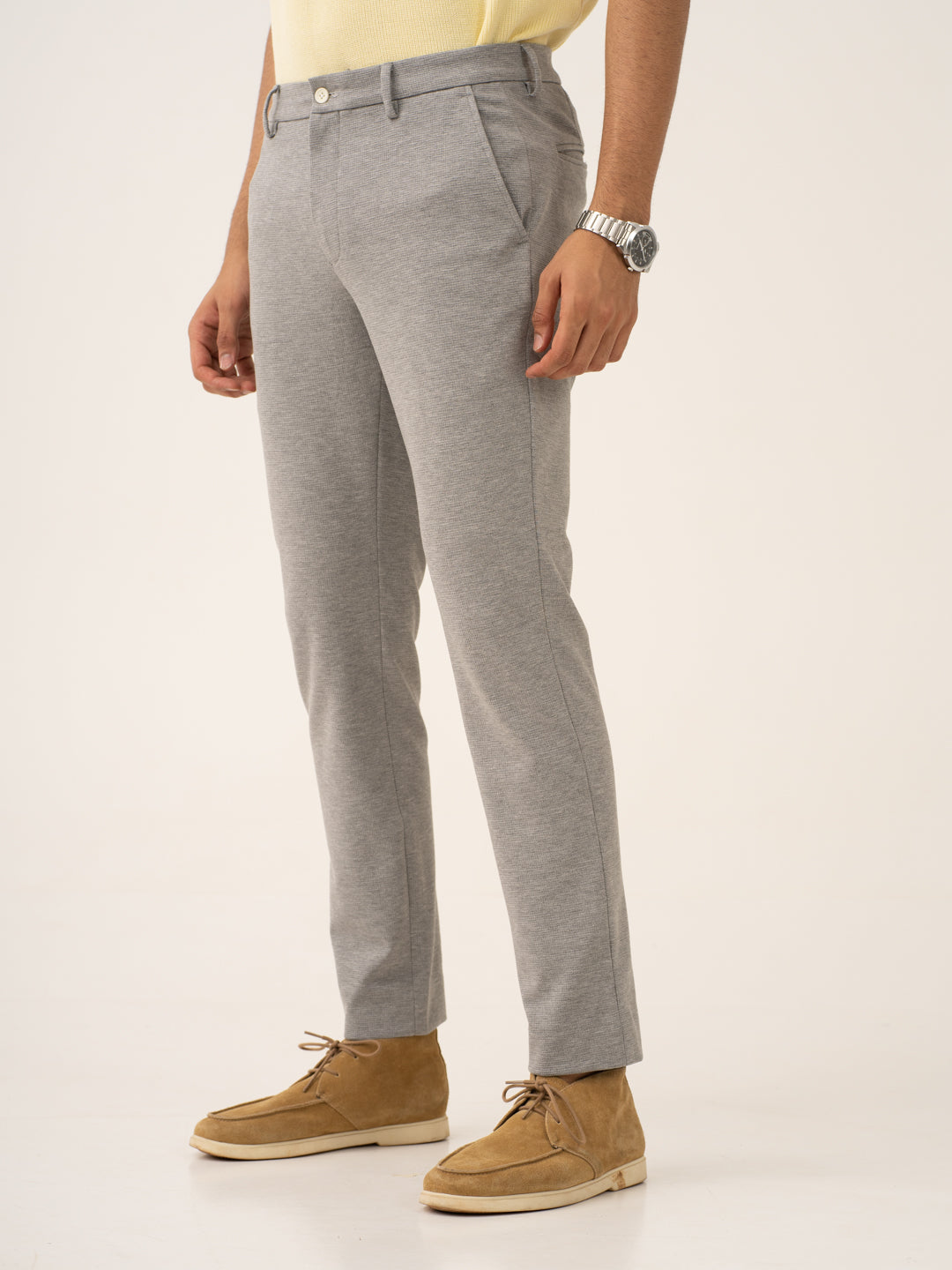 Quantum Grey Waffle Textured Power-Stretch Pants