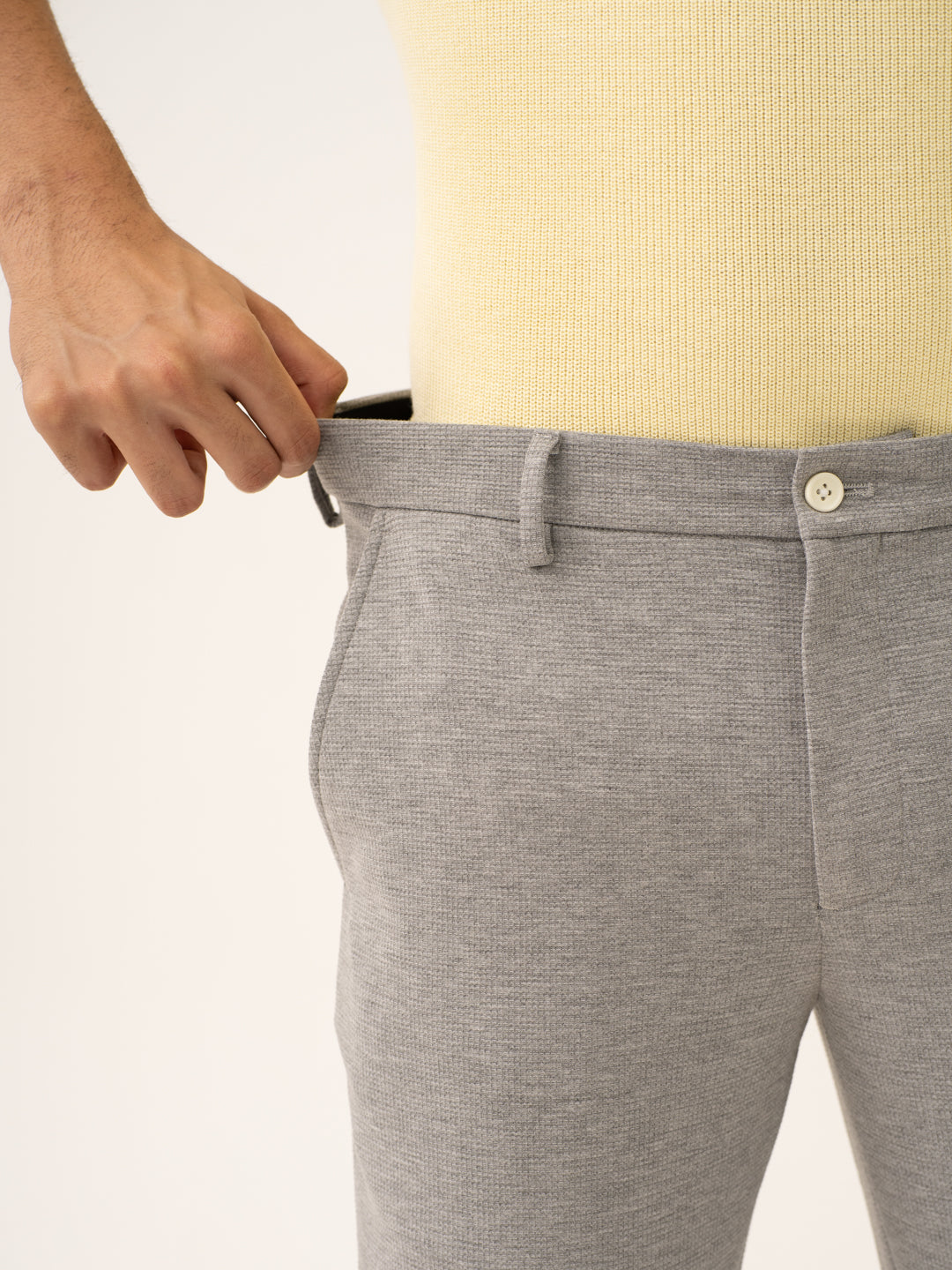 Quantum Grey Waffle Textured Power-Stretch Pants