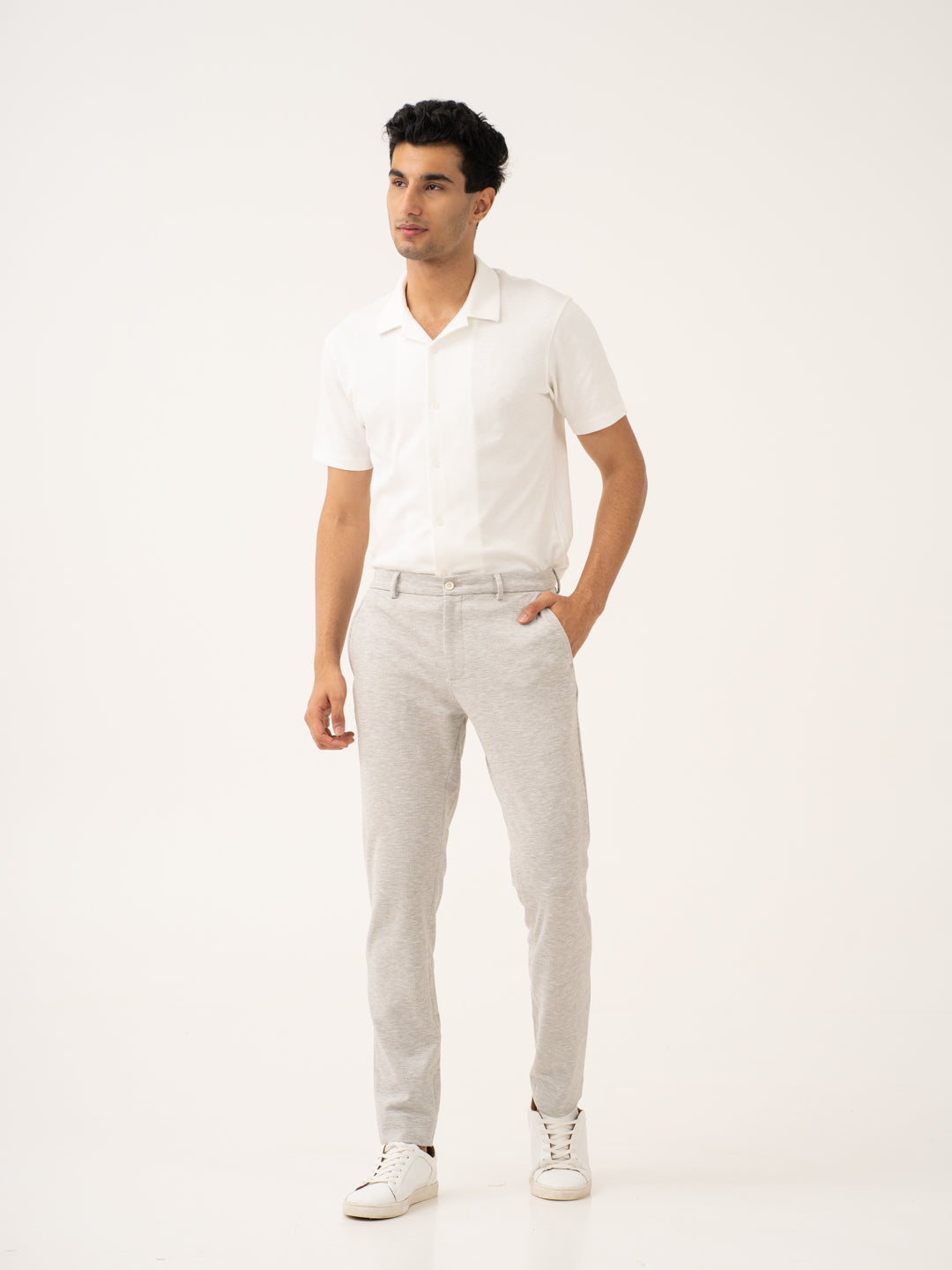 Static Grey Waffle Textured Power-Stretch Pants