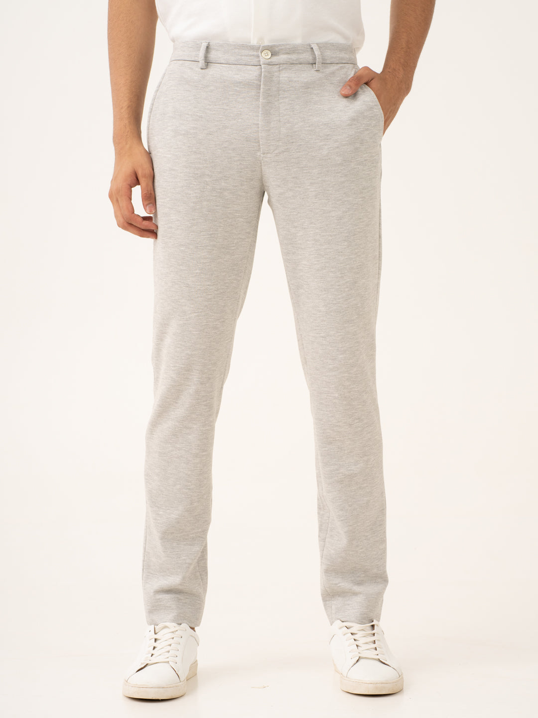 Static Grey Waffle Textured Power-Stretch Pants