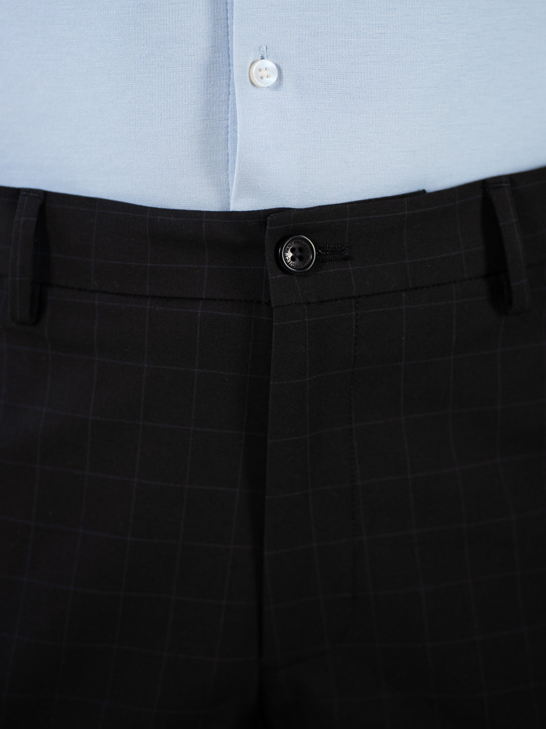 Cartographer Black Checks Relaxed Fit Stretch Formal Pants