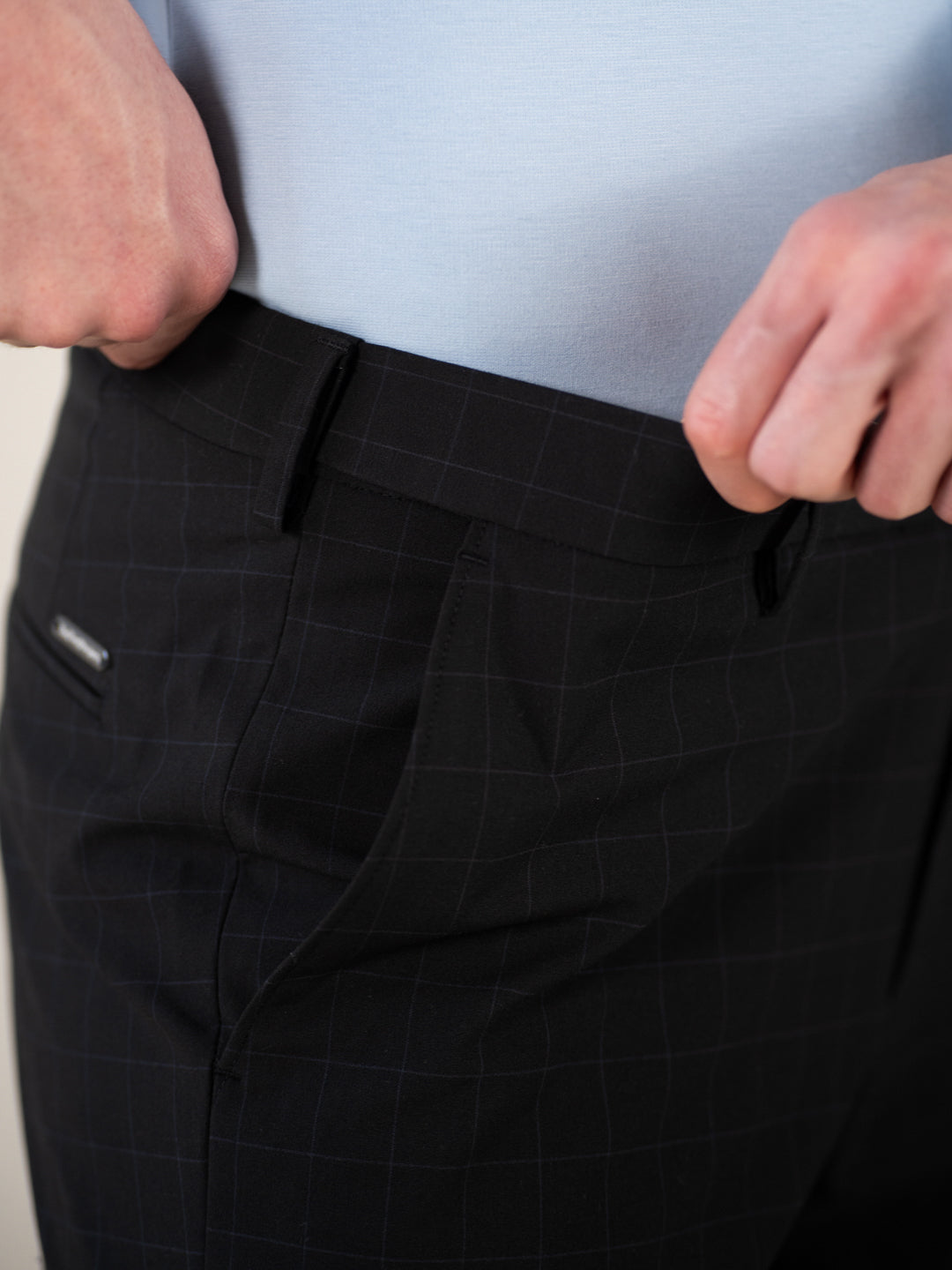 Cartographer Black Checks Relaxed Fit Stretch Formal Pants