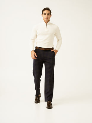 Nightlife Navy Checks Merino Wool Pants