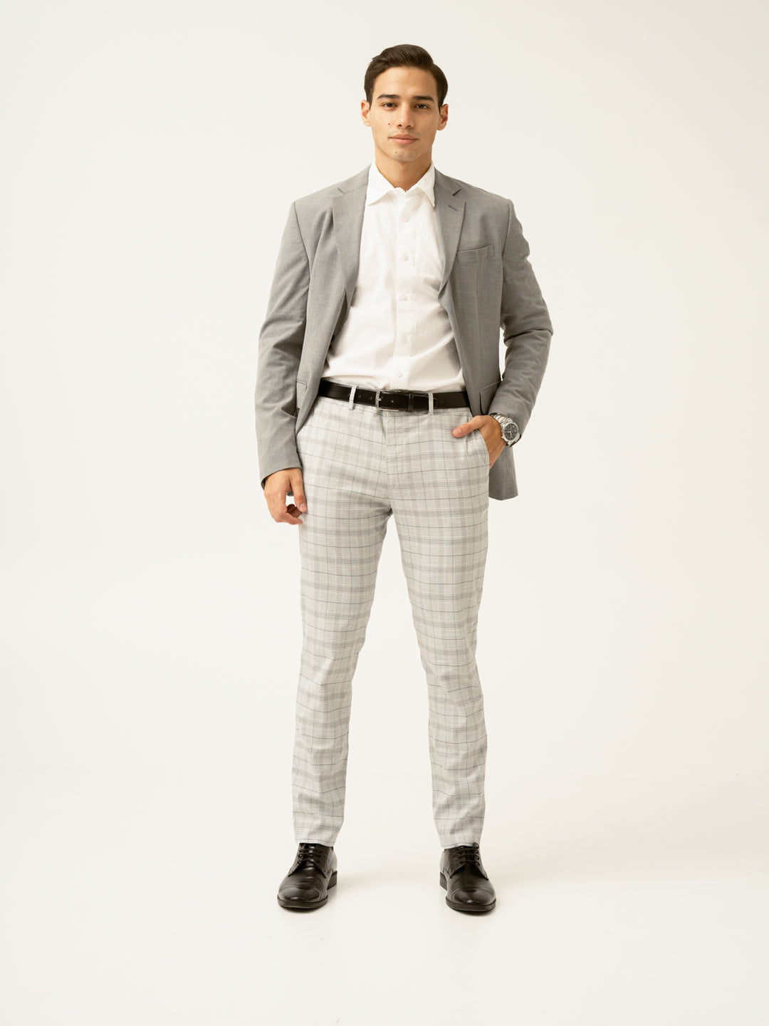 Native Grey Checks Formal Pants