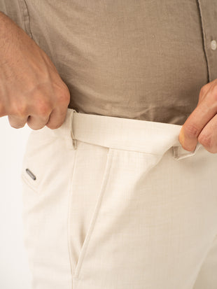 Buff Beige Melange Stretch Formal Pants
