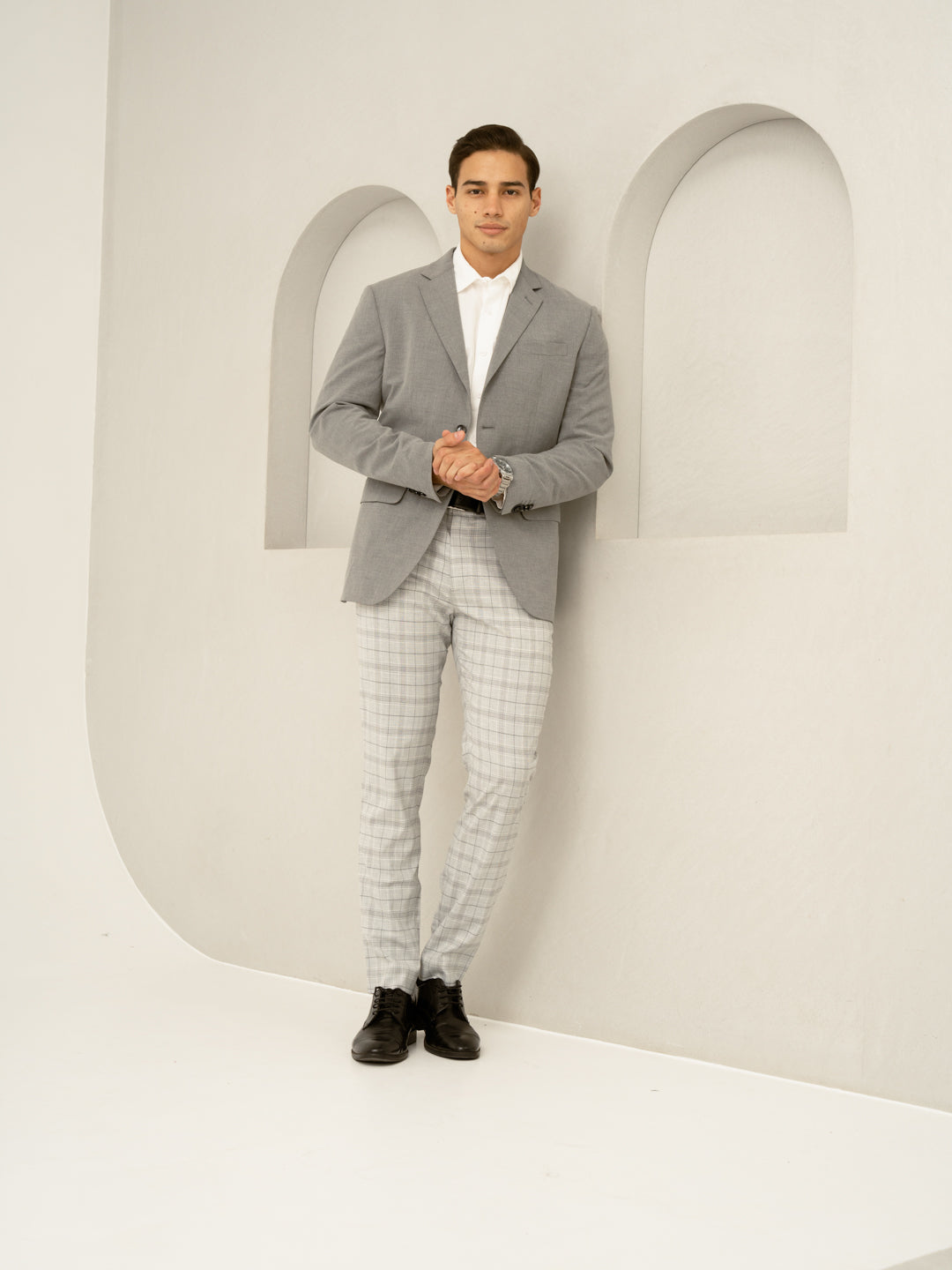 Native Grey Checks Formal Pants
