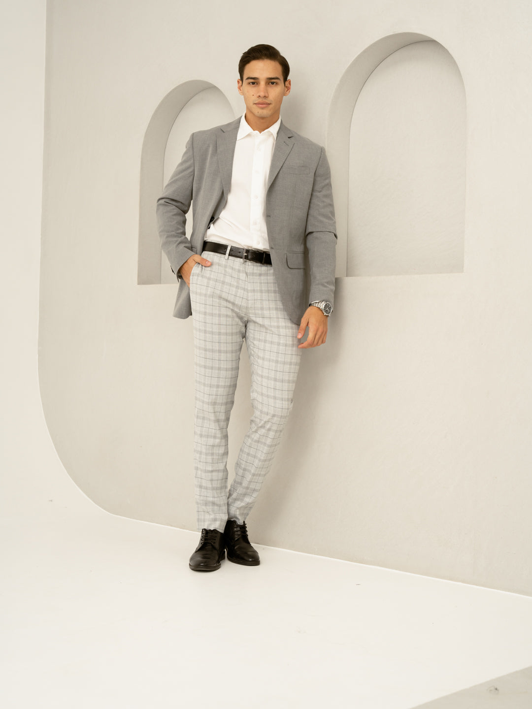 Native Grey Checks Formal Pants