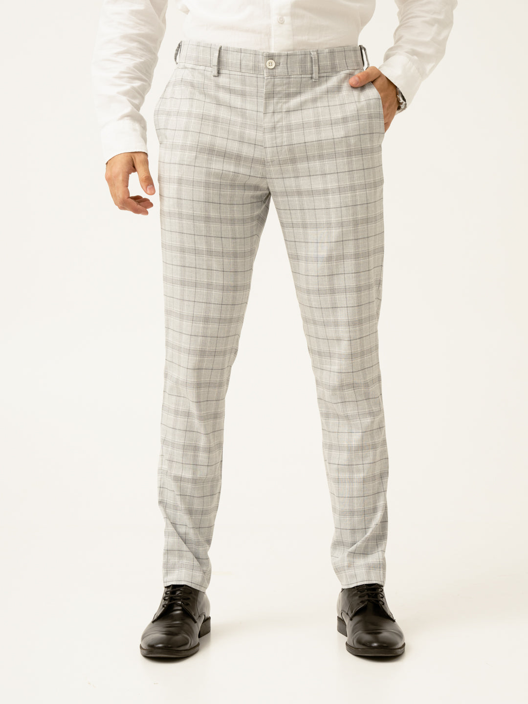 sachin and babi light blue dress Buy Men Blue Melange Relaxed Fit Stretchable Formal Trouser main image 0