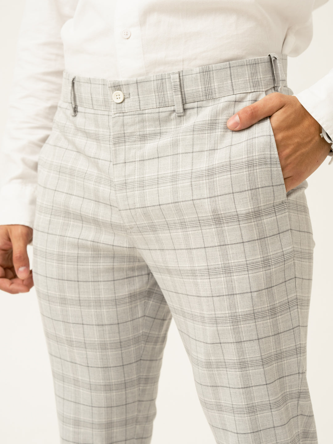 Native Grey Checks Formal Pants