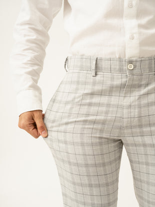 Native Grey Checks Formal Pants