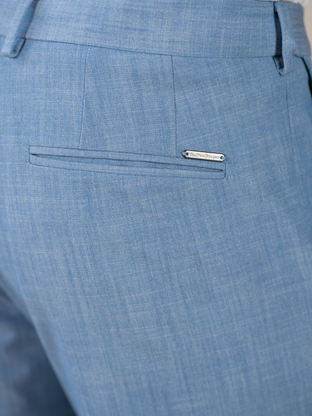 Denali Blue Textured Relaxed Fit Stretch Formal Pants