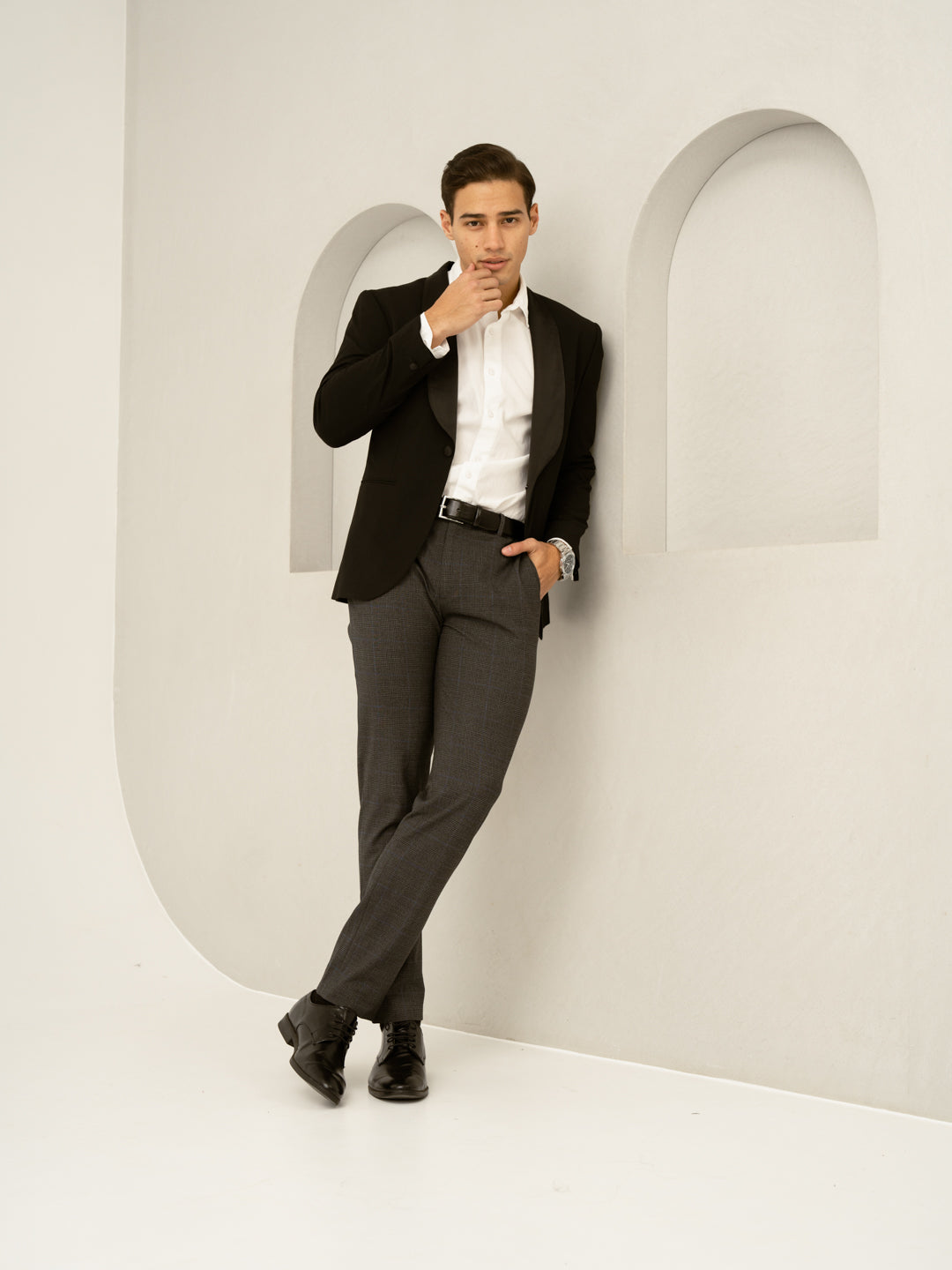 Magnetic Grey Checks Formal Pants