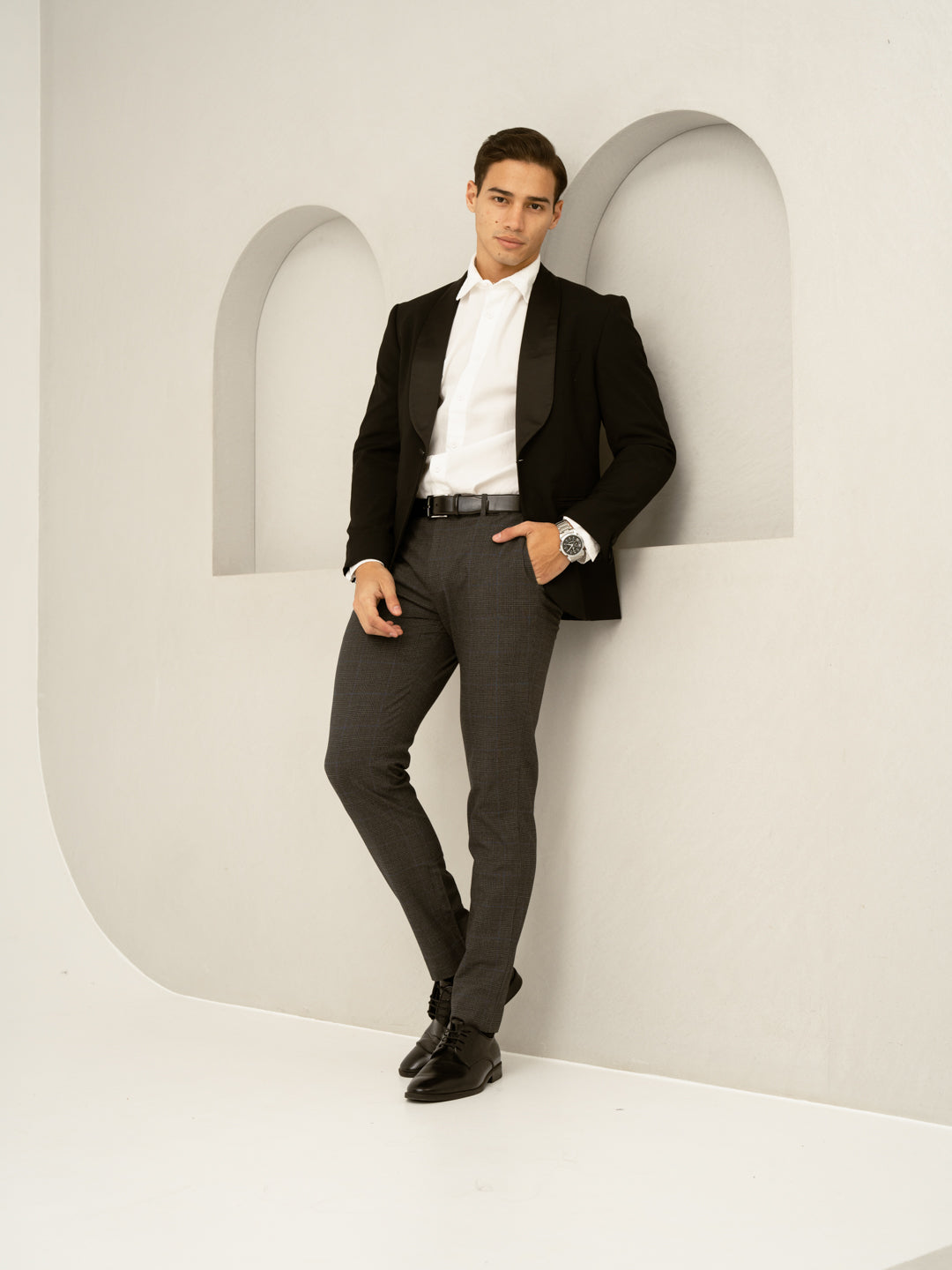 Magnetic Grey Checks Formal Pants