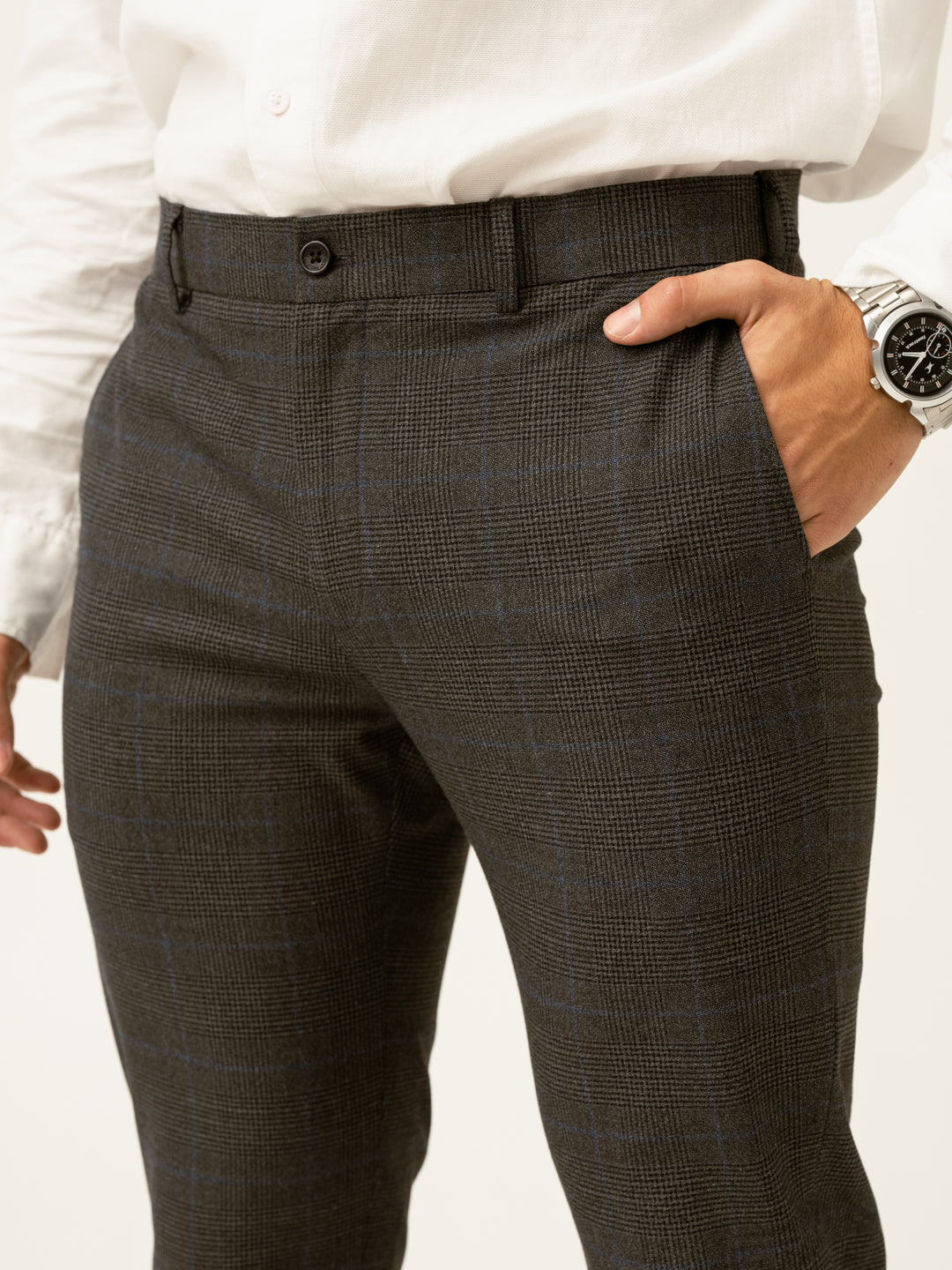 Magnetic Grey Checks Formal Pants