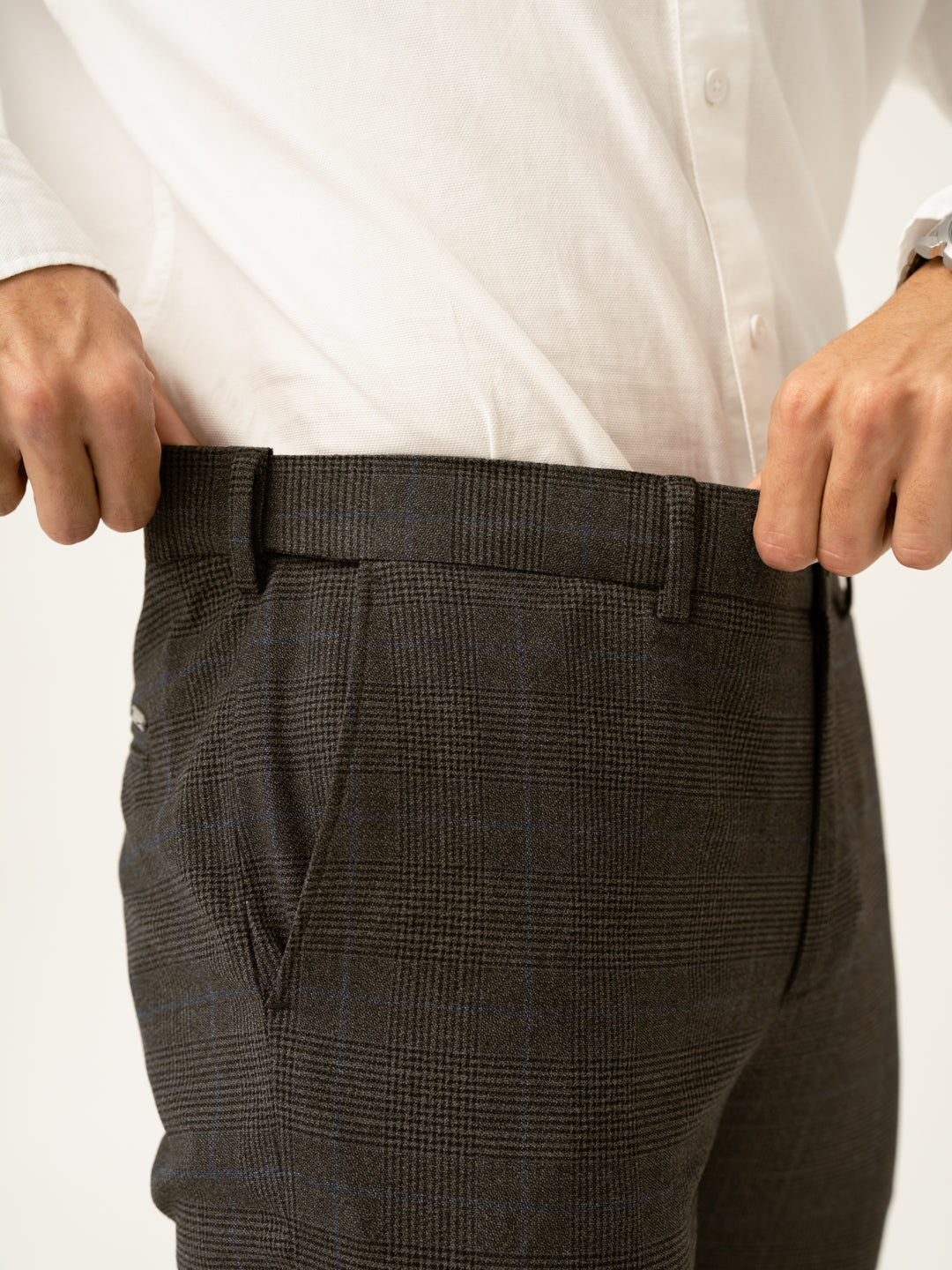 Magnetic Grey Checks Formal Pants