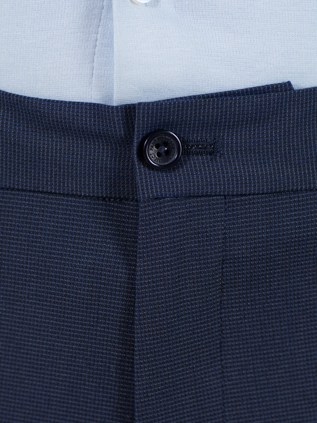 Hades Navy Micro Checks Relaxed Stretch Fit Formal Pants