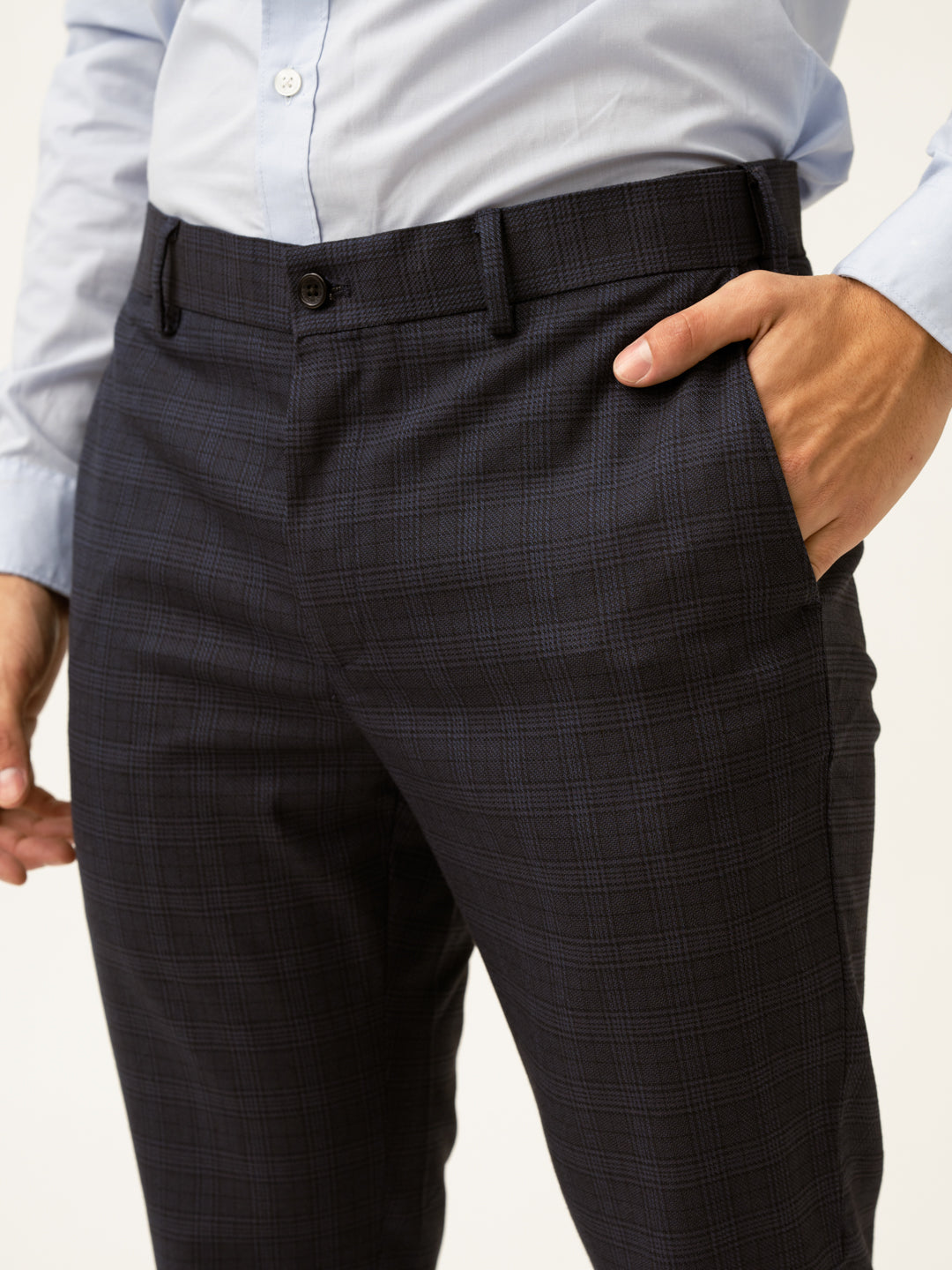 Nocturnal Navy Checks Formal Pants