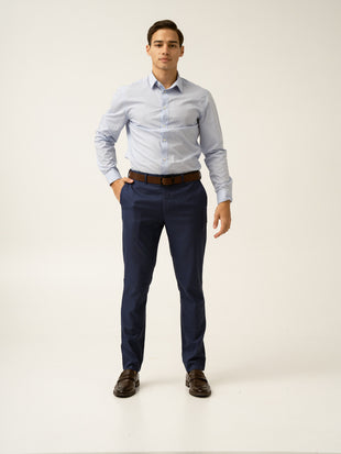 Billy Blue Textured Formal Pants