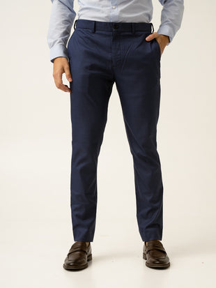 Billy Blue Textured Formal Pants