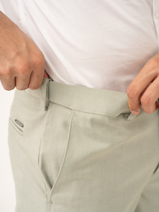 Ostrich Green Twill Stretch Formal Pants