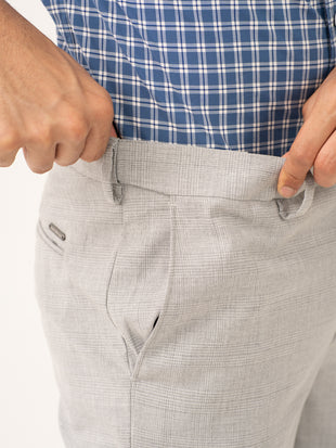 Moonlit Grey Checks Stretch Formal Pants