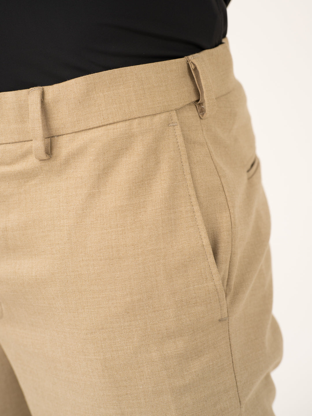 Bastian Khaki Melange Stretch Formal Pants