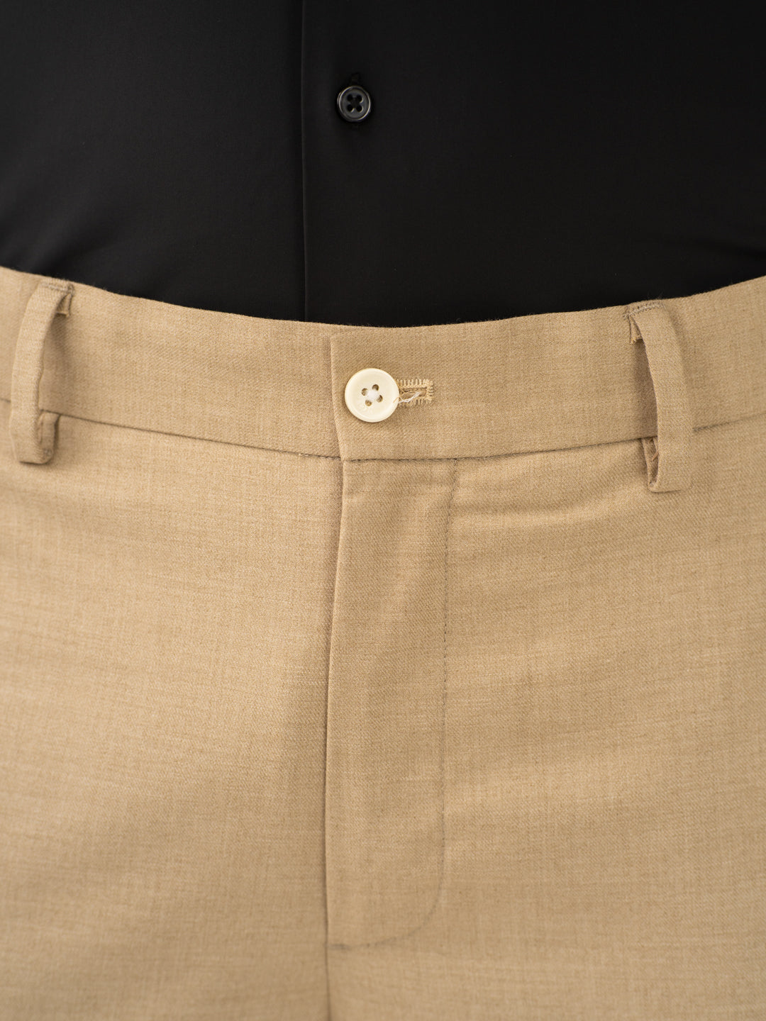 Bastian Khaki Melange Stretch Formal Pants