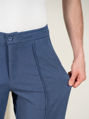 Kai Blue Relaxed Fit Power-Stretch Korean Pintuck Pants