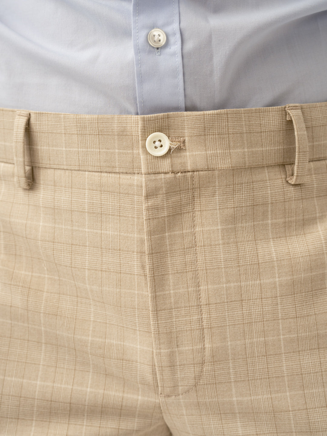 Canvas Beige Checks Formal Pants