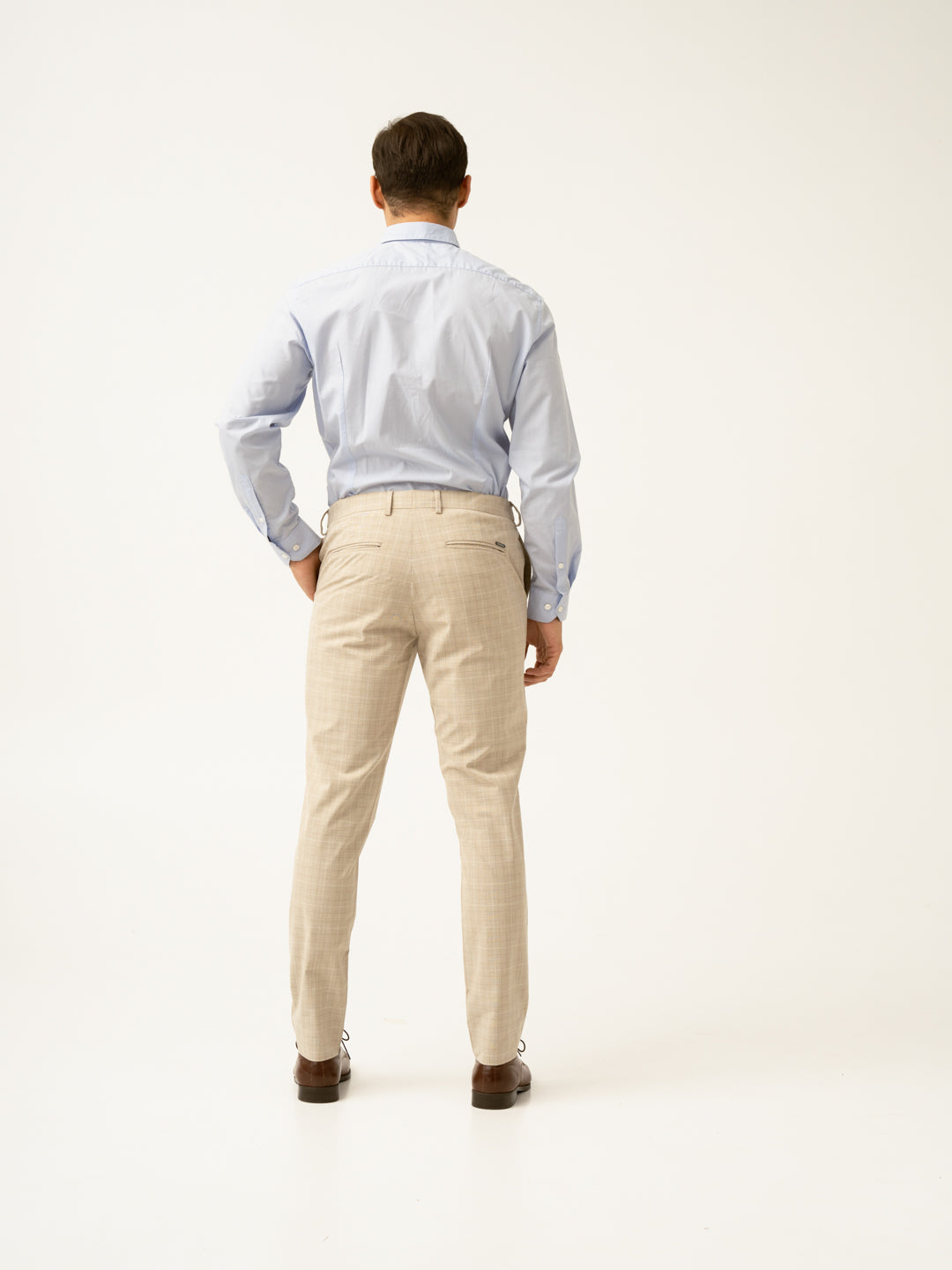 Canvas Beige Checks Formal Pants