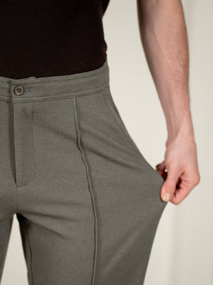 Viren Green Relaxed Fit Power-Stretch Korean Pintuck Pants